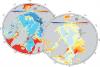 Karte der Ozeantemperaturen am Meeresboden heute und in 100 Jahren.
Grafik: Biastoch et al., IFM-GEOMAR